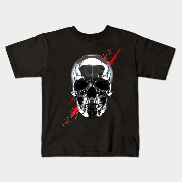 Chrome Skull Kids T-Shirt by kostjuk